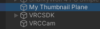 Selected plane object in Hierarchy panel
